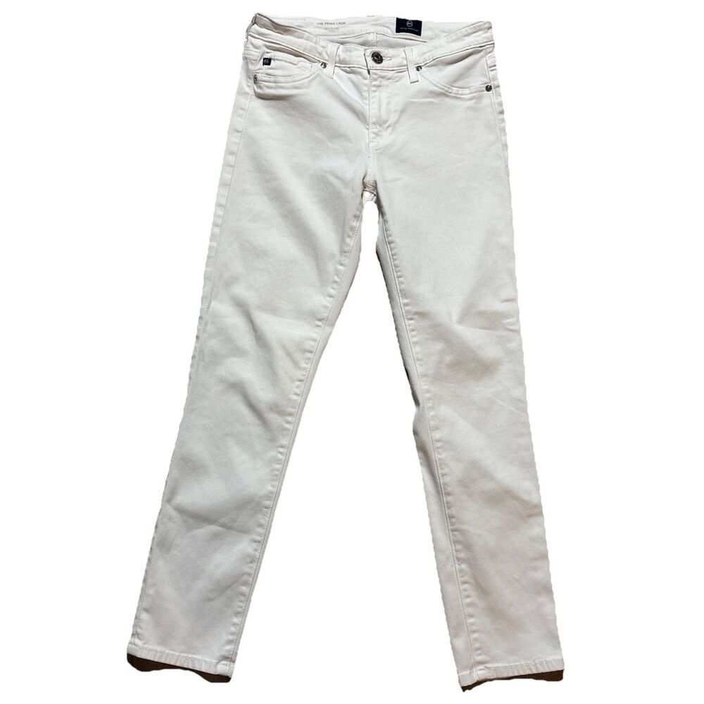 AG Adriano Goldschmied Jeans White The Prima Crop Cigarette Pants Size 25